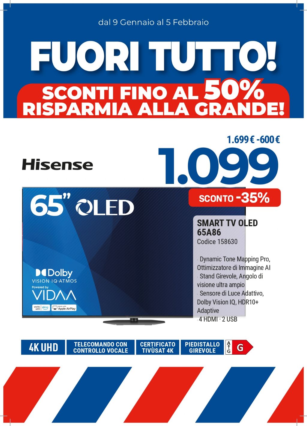 TV HISENSE 65'' OLED 65A86